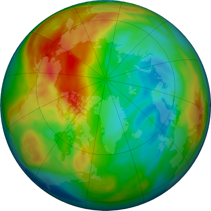 Arctic ozone map for 29 December 2019